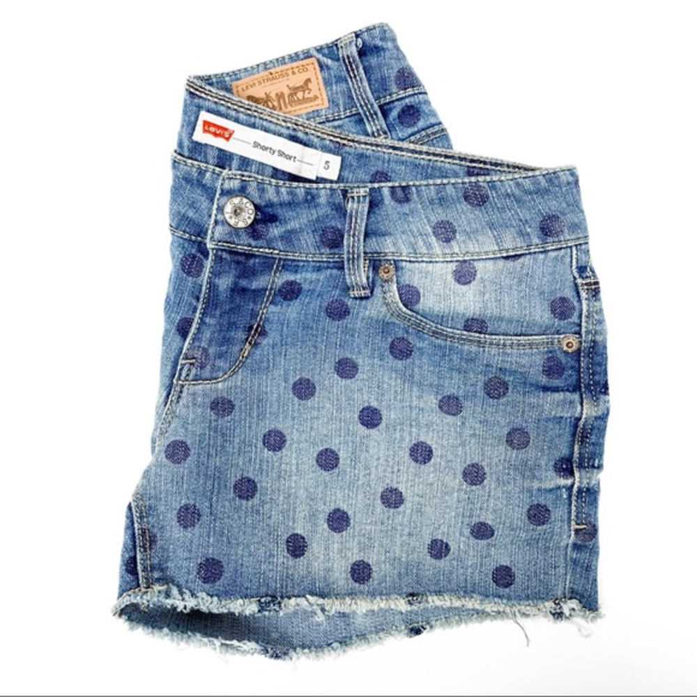 Levi’s Shorty Short Polka Dot Denim Jean Shorts